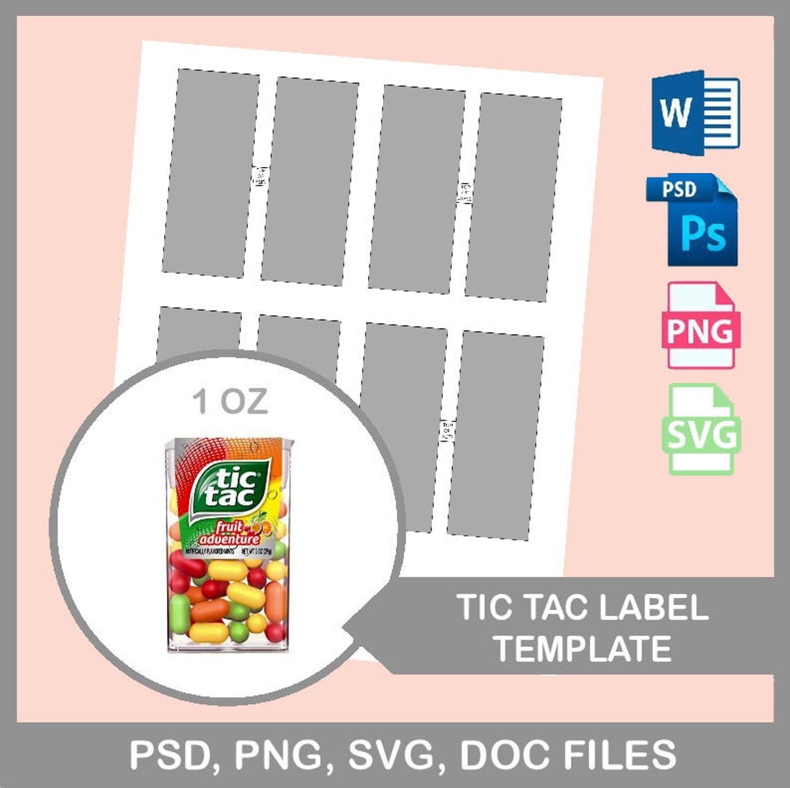 Tic Tac Label Template Tic Tac Template PSD PNG Microsoft Etsy Tic Tac Label Template Tic Tac Template PSD PNG Microsoft Etsy