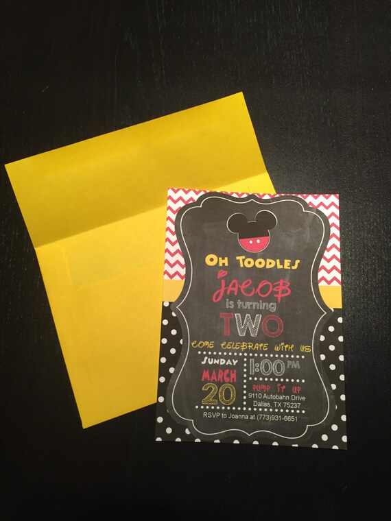 Oh Toodles Unique Birthday Party Invitation for a Boy or Girl, Choose from Minnie Mouse or Mickey Mouse Clubhouse Design, Kids BDay Invite, Il_570xn