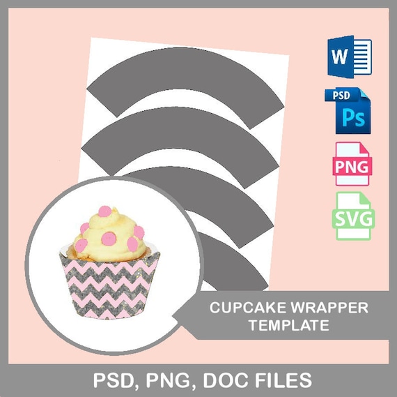 Download Cupcake Wrapper Template Blank Template Psd Png Microsoft Etsy