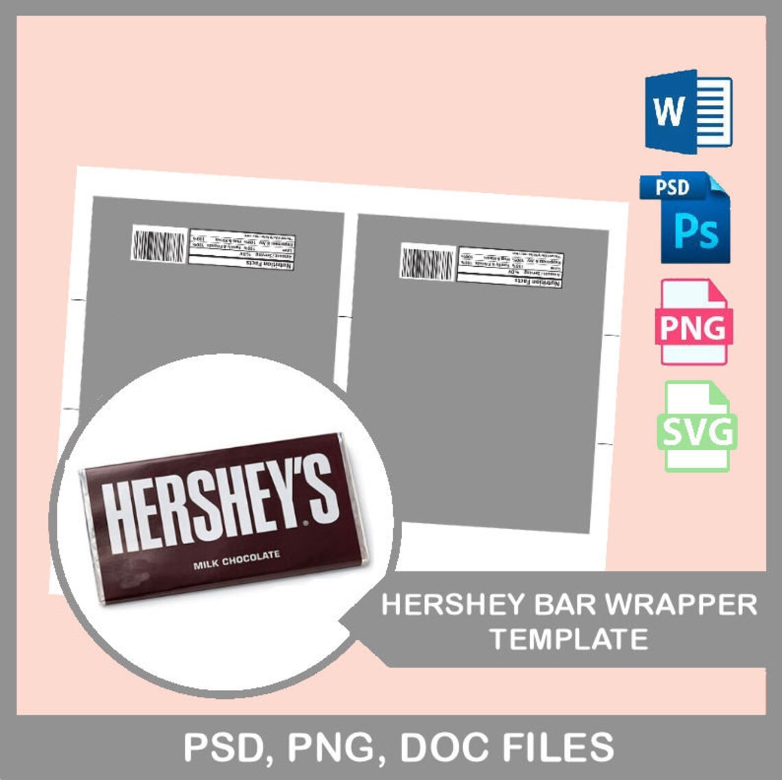 Blank Hershey Bar Wrapper Template for Custom Branding