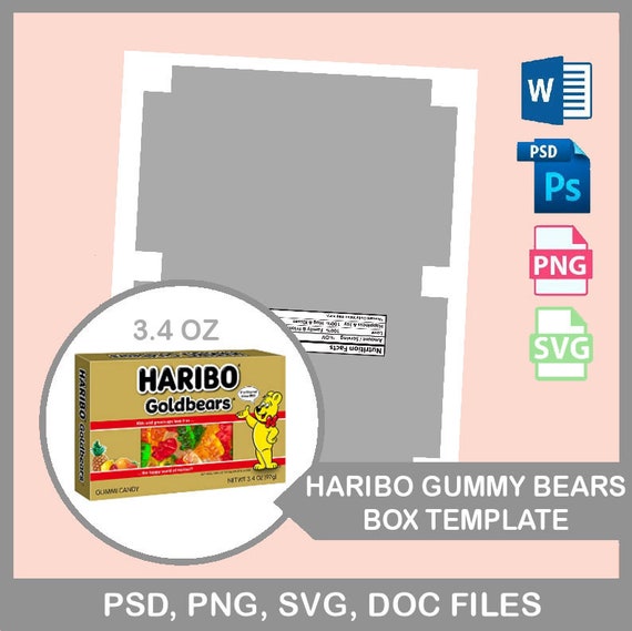 Haribo Gummy Bears Template Modèle blanc PSD PNG SVG Etsy France
