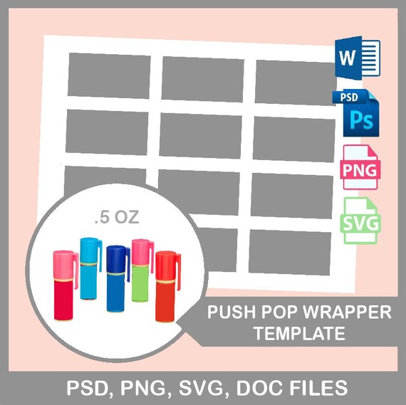 Push Pop Label Template Psd Microsoft Word Doc Format Blank Etsy