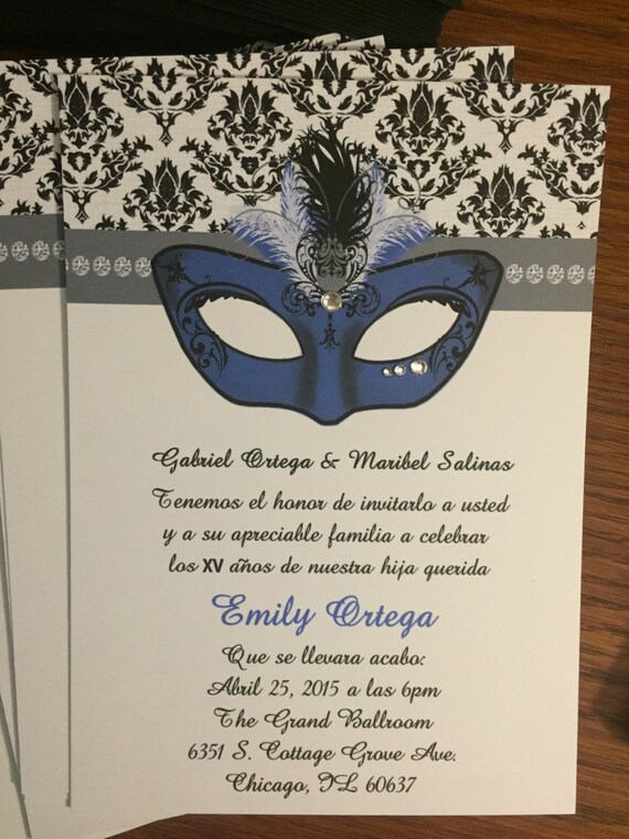Masquerade Quince Invitations, Masquerade Quinceanera Party Invites, Girl's Coming of Age Birthday Party Invitations, Masquerade Ball Invite Il_570xn