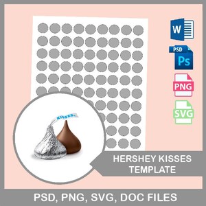 Hershey Kiss Sticker Template, PSD, Microsoft Word Doc Format, Custom Hershey Kiss Stickers, Hershey Kiss Stickers, Hershey Kisses, Kisses