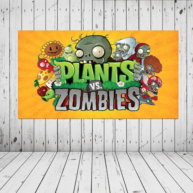 Plants Vs Zombies Vinyl Banner Plants Vs Zombies Backdrop Etsy
