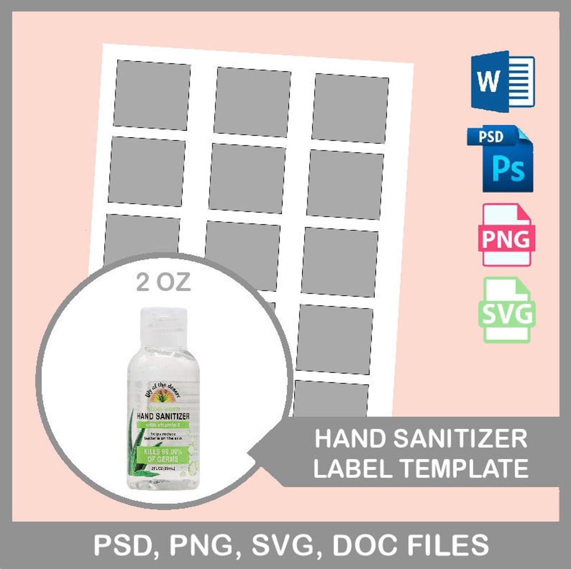 Hand Sanitizer Label Template Blank Template PSD PNG | Etsy