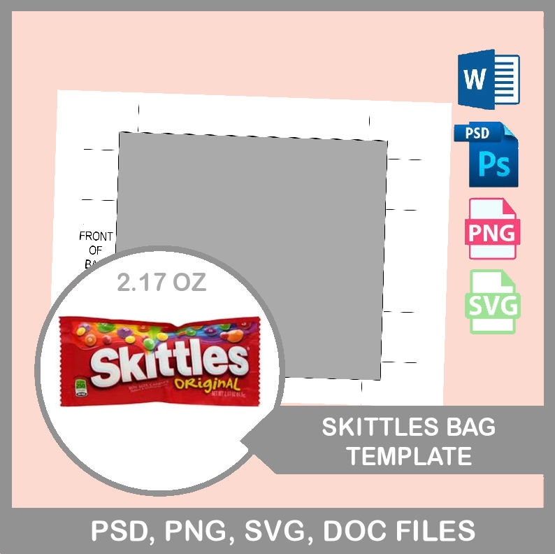 Download Skittles Bag Template Skittles Wrapper Template Skittles | Etsy
