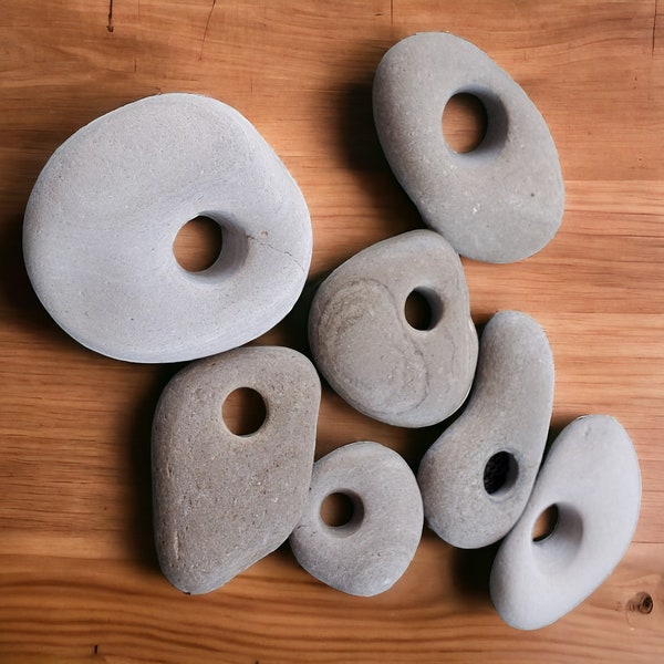 Bag O' Hagstones - 7-Piece Collection of Natural Drilled Beach Stones