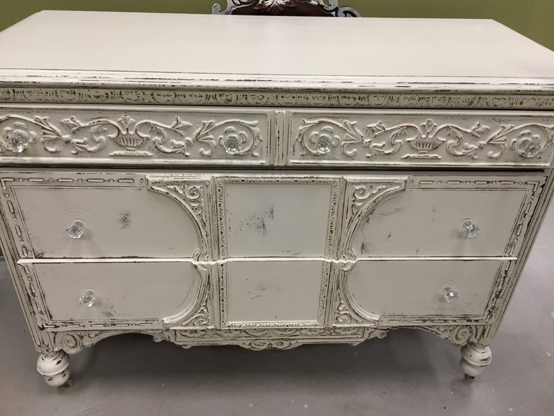 SOLD......Antique Shabby Cottage Chic Painted White Dresser Buffet Media Console