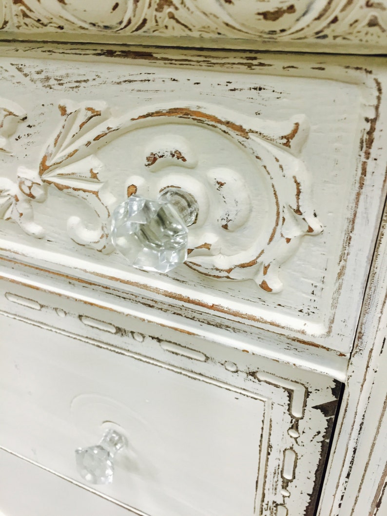 SOLD......Antique Shabby Cottage Chic Painted White Dresser Buffet Media Console