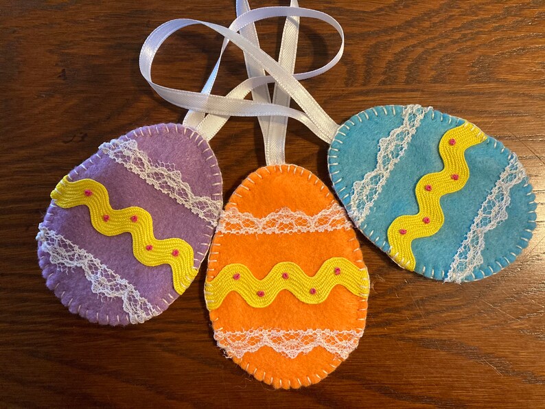 Set of three felt Easter Egg Ornaments