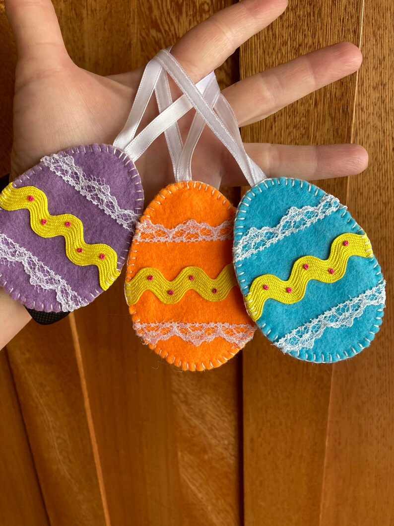 Set of three felt Easter Egg Ornaments