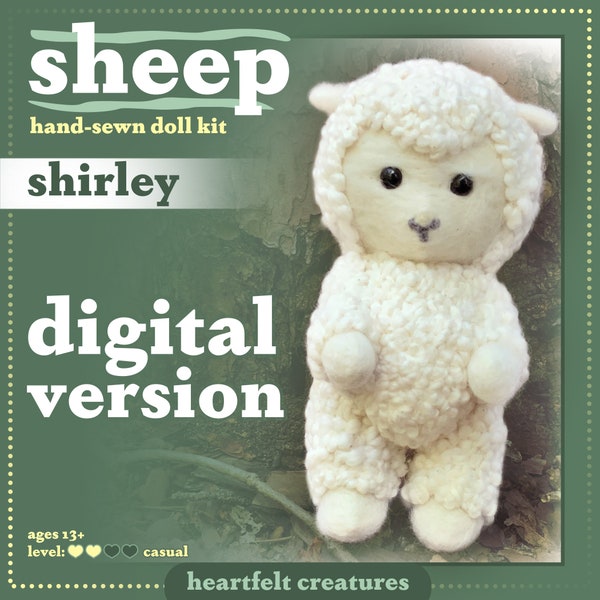 DIY Sheep Hand Sewn Doll Pattern, Wool Felt Sheep Doll Pattern, Beginner Friendly Fiber Art Doll Pattern, Fiber Craft Pattern, Sheep Pattern
