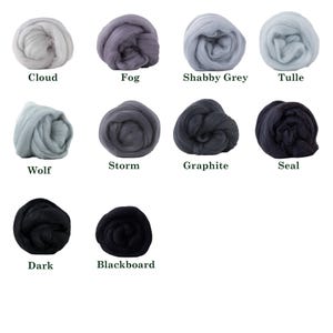Gray Extra Fine 19 Micron Merino Wool Roving | DHG Mulesing-Free Top | Soft Felting, Spinning & Weaving Fiber Art Supply