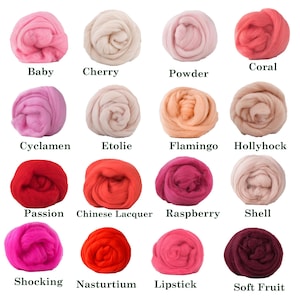 Pink and Red Extra Fine 19 Micron Merino Wool Roving | DHG Mulesing-Free Top | Soft Felting, Spinning & Weaving Fiber Art Supply