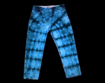 Women’s Tie Dyed Upcycled Jeans Size 10 Blues