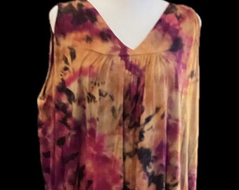 Comfy Tie Dyed XXL Dress. Fall Colors. Upcycled