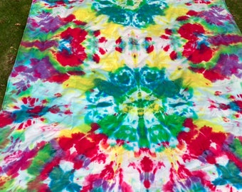 Tie Dyed Tapestry. Flannel Sheet. Big Wall Hanging