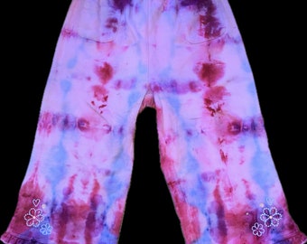 Cute Little Girls Tie Dyed Pants. 6X. Pink and Purple OOAK