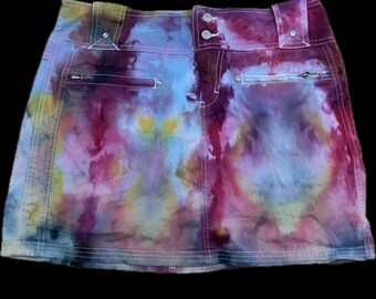 Tie Dyed Skort Skirt Size 8 Upcycled