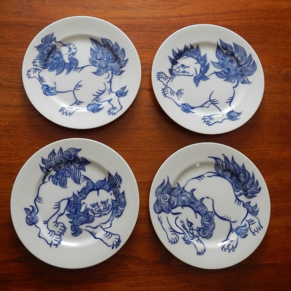 Reserved for WHITE   Fitz and Floyd Foo Dog Salad plates set