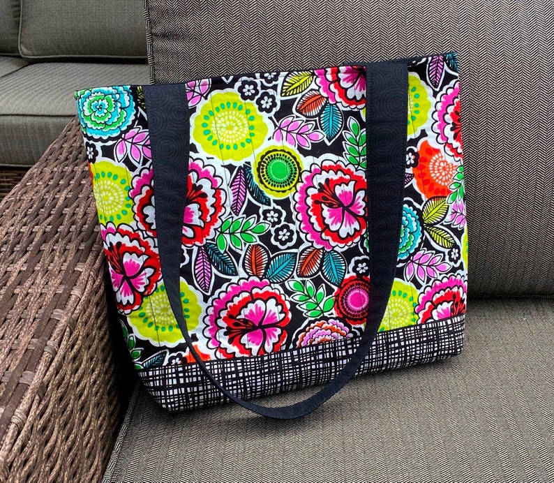 Floral Tote Bag Colorful Fabric Tote Bag Quilted Tote Bag Etsy