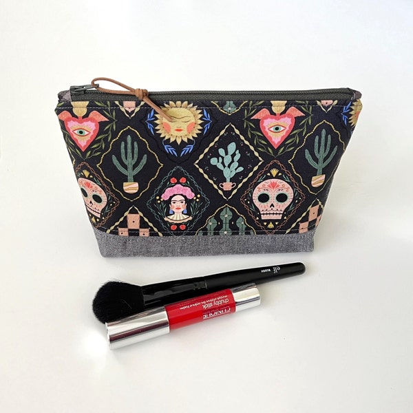 Frida, Day of the Dead Zipper Pouch, Mexi Make Up Bag, Cute Bag Organizer