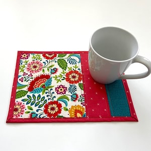 Folk Art Floral Mug Rug, Mug Mat, Coaster, Snack Mat, Candle mat