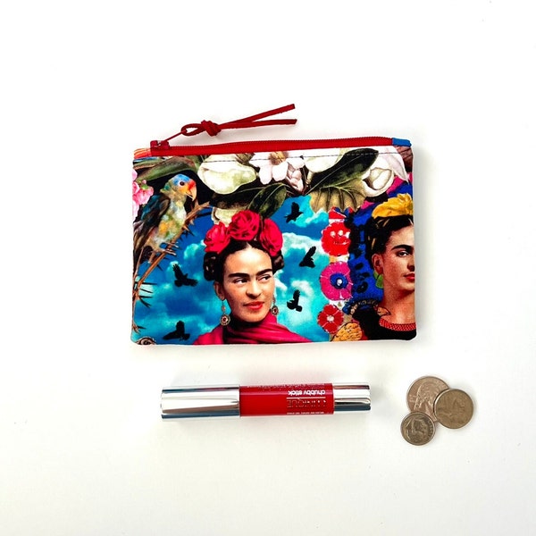 Frida Kahlo Coin Zipper Pouch, Mexi Coin Purse, Small Zipper Pouch, Wallet