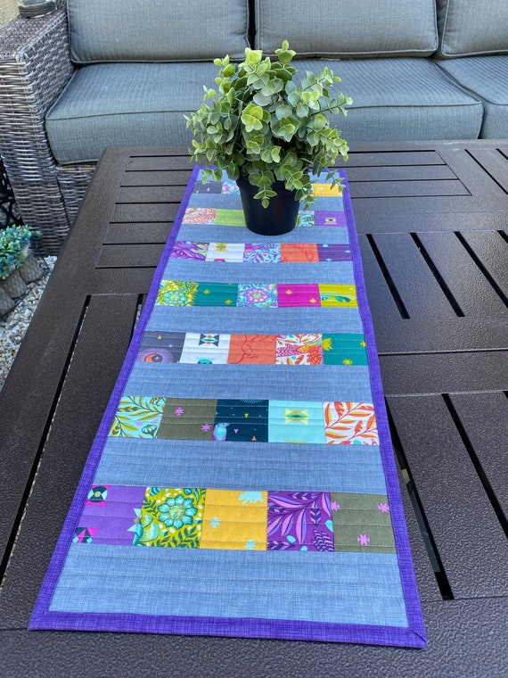 Modern Table Runner Quilted Table Runner Tula Pink Patchwork Etsy