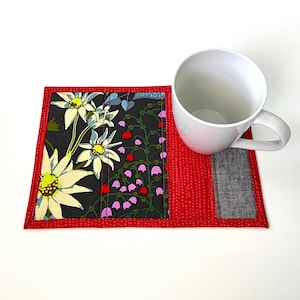 Pink Floral Mug Rug, Mug Mat, Coaster, Snack Mat, Candle mat
