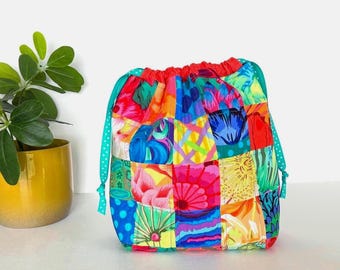 Bolsa colorida con cordón, estuche acolchado con cierre de patchwork, bolsa floral Kaffe
