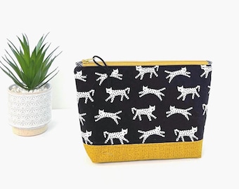 Neceser con cremallera de gato, neceser de maquillaje de leopardo de las nieves, bolsa de aseo, organizador de bolsos