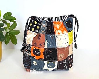 Bolsa con cordón de Halloween, bolsa acolchada con cierre de patchwork