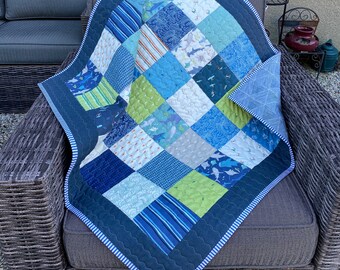 Toddler Quilt Handmade Baby Quilt Baby Blanket Sailboat Baby Quilt Baby Christmas Baby Shower Gift Nursery Bedding Baby Boy Quilt