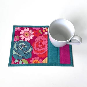 Floral Mug Rug, Pink Mug Mat, Coaster, Snack Mat, Candle mat