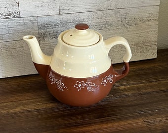 Vintage Brown Stoneware Teapot - Oxford USA Stonware Teapot - Country Farmhouse Ceramic Stoneware Teapot - Bridal Shower Centerpiece Teapot