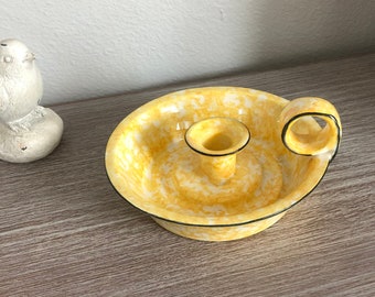 Chamber Candleholder Ceramic - Yellow Candlestick Stangl - Night Candle - Chamber Light - Shabby Farmhouse Decor - Yellow Candlestick