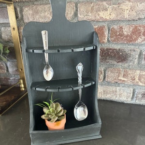 Spoon Rack - Shabby Gray Distressed Spoon Rack - Vintage Spoon Rack Souvenir Spoon Rack - Vintage Urban Farmhouse Shabby Cottage Chic Decor