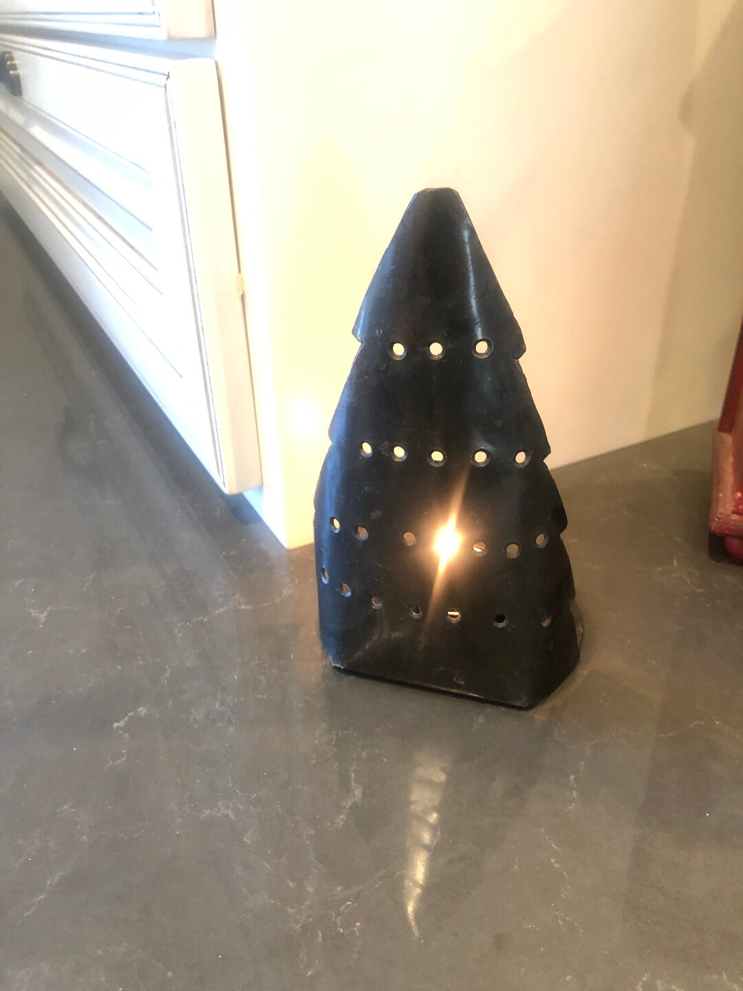 SALE Christmas Tree Votive Candle Holder Cutout Metal Holiday