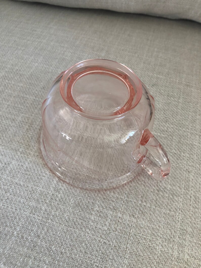 Etched Flower Pattern Pink Teacup Depression Glass - Vintage Pink Depression Glass Teacup