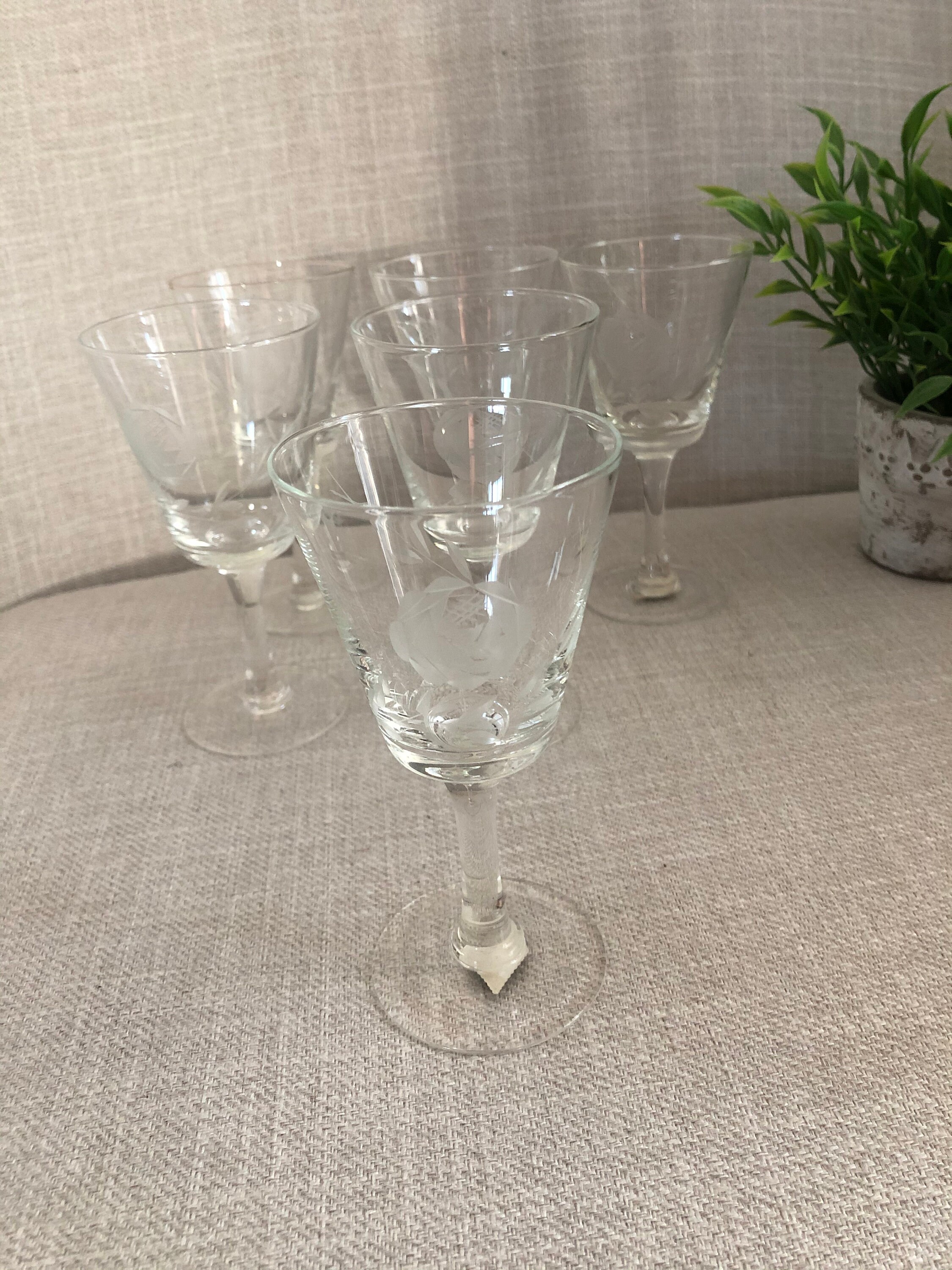 Vintage Crystal Stemware Etched Roses Radio Brand Japan Fine Etsy