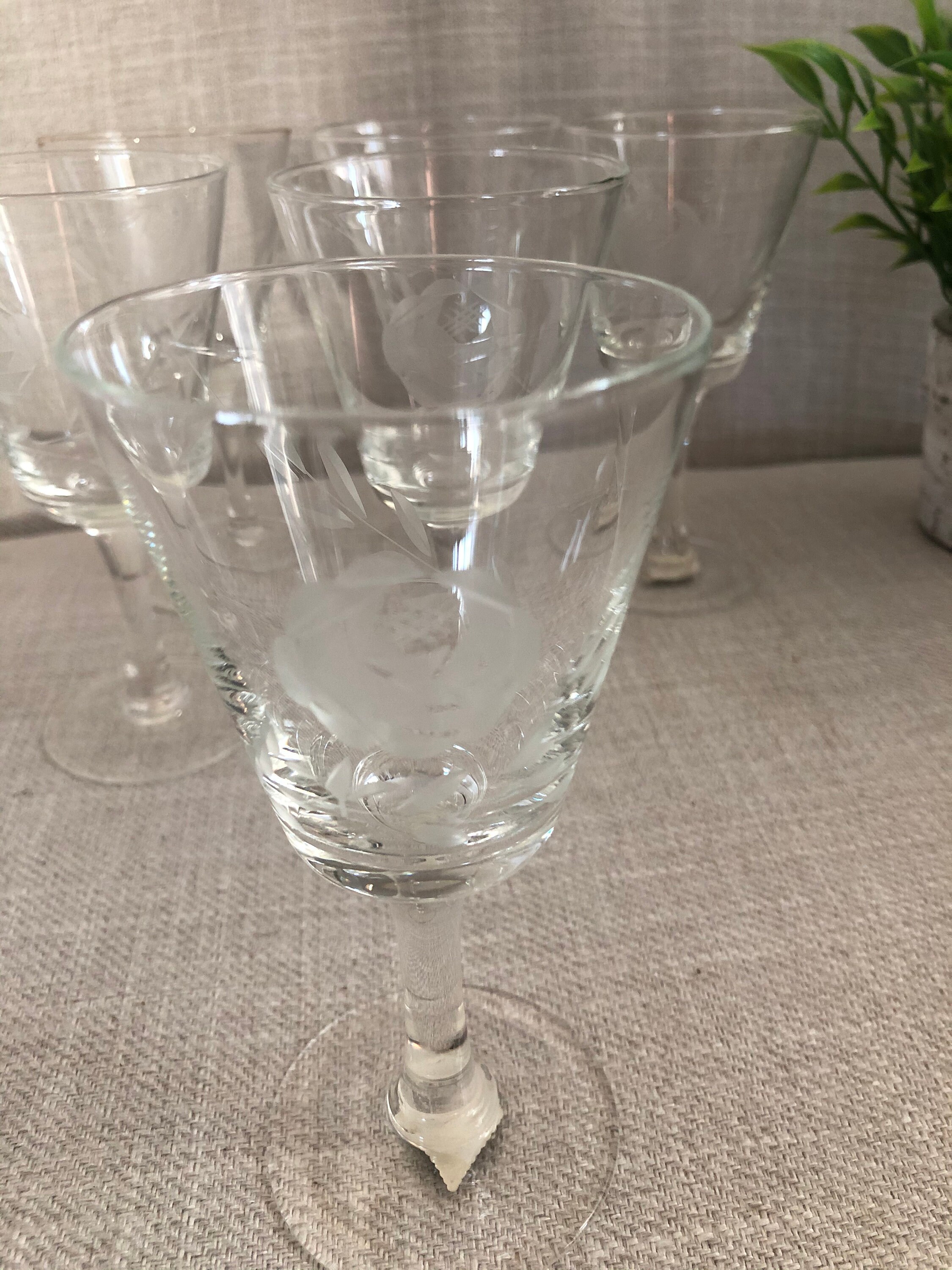 Vintage Crystal Stemware Etched Roses Radio Brand Japan Fine Etsy