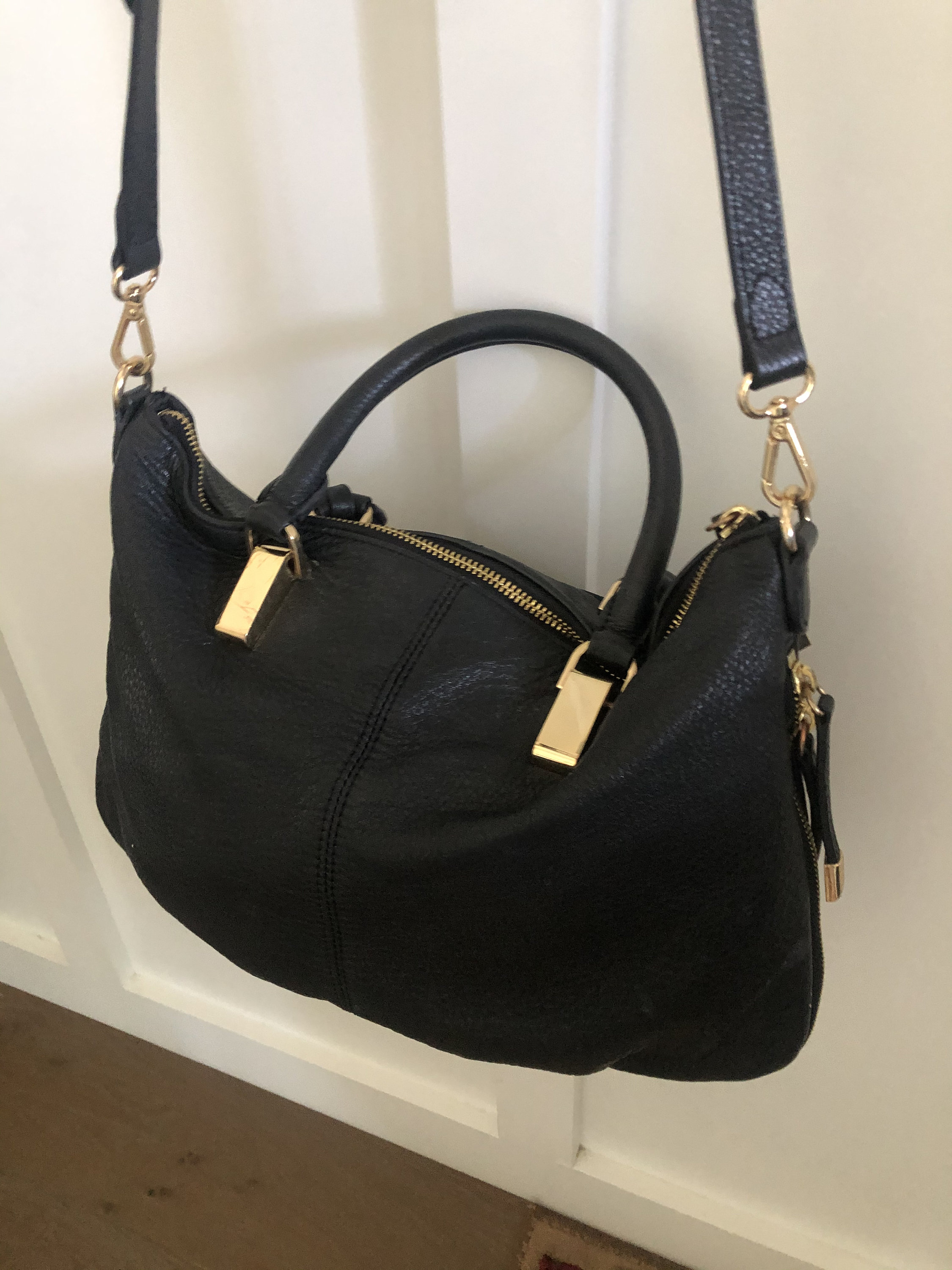 Vince Camuto Black Pebbled Handbag Double Handled Shoulder | Etsy