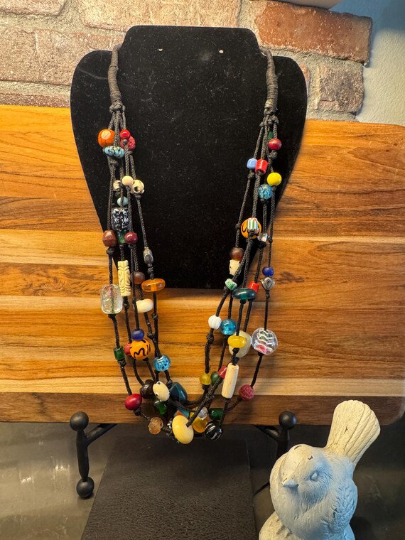 Multi Colored Statement Necklace Chunky Long Neck… - image 7