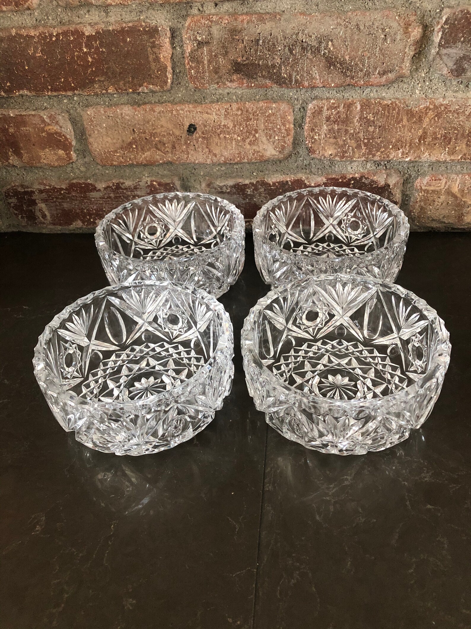 Cut CRYSTAL Salad Bowl Set of Four Vintage Lead Crystal 5 Etsy