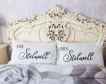 Mr and Mrs Display Pillowcases, Perfect Anniversary or Valentines Gift