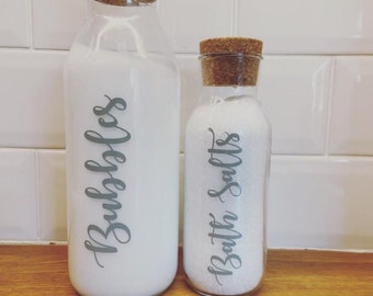 Personalised storage bottles- 2 sizes, lots of colours