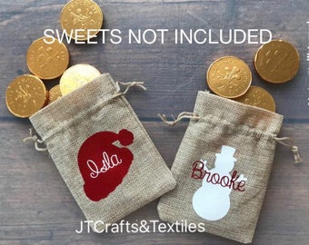 Christmas treat bags- two different deisgns to choose, great gift for xmas eve box, stocking filler or table favours