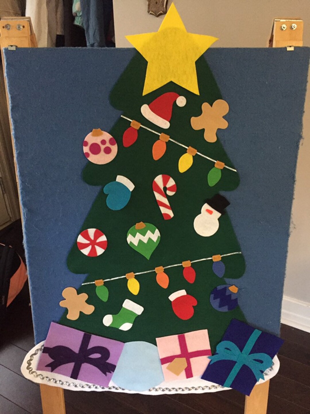 Felt Christmas Tree With Strung Lights, 12 Ornaments & Gifts Etsy